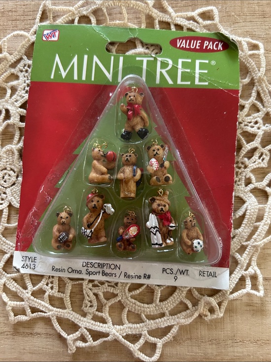 Westrim Crafts Other - Mini Tree Vintage Resin Ornaments Sport Bears Style #4613 9 Piece Value Pack New